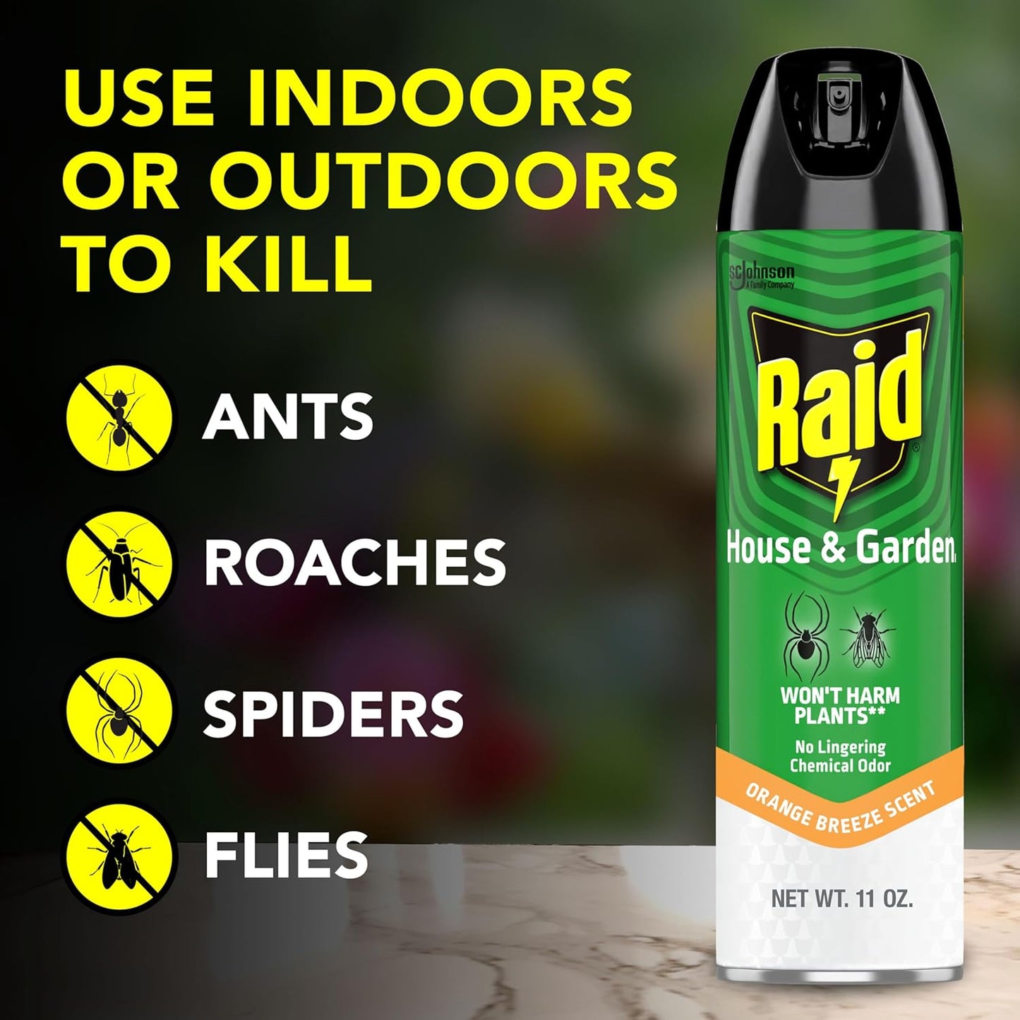 Raid House & Garden Insect Killer Spray, Orange Scent 11 Ounce (Pack of 1)
