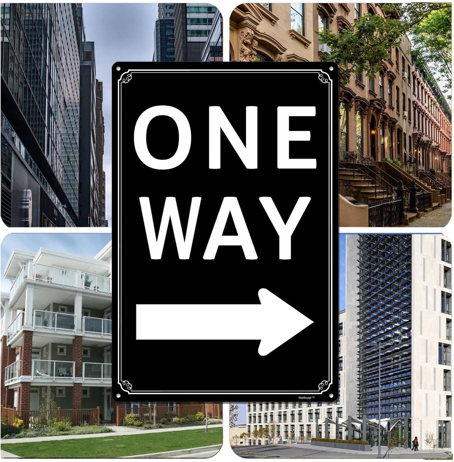 12x16" One Way" with Left Arrow - High-Intensity Aluminum Parking Lot Sign, Weatherproof & Fade-Resistant, Ideal for Outdoor & Indoor Use - Curbside Sign