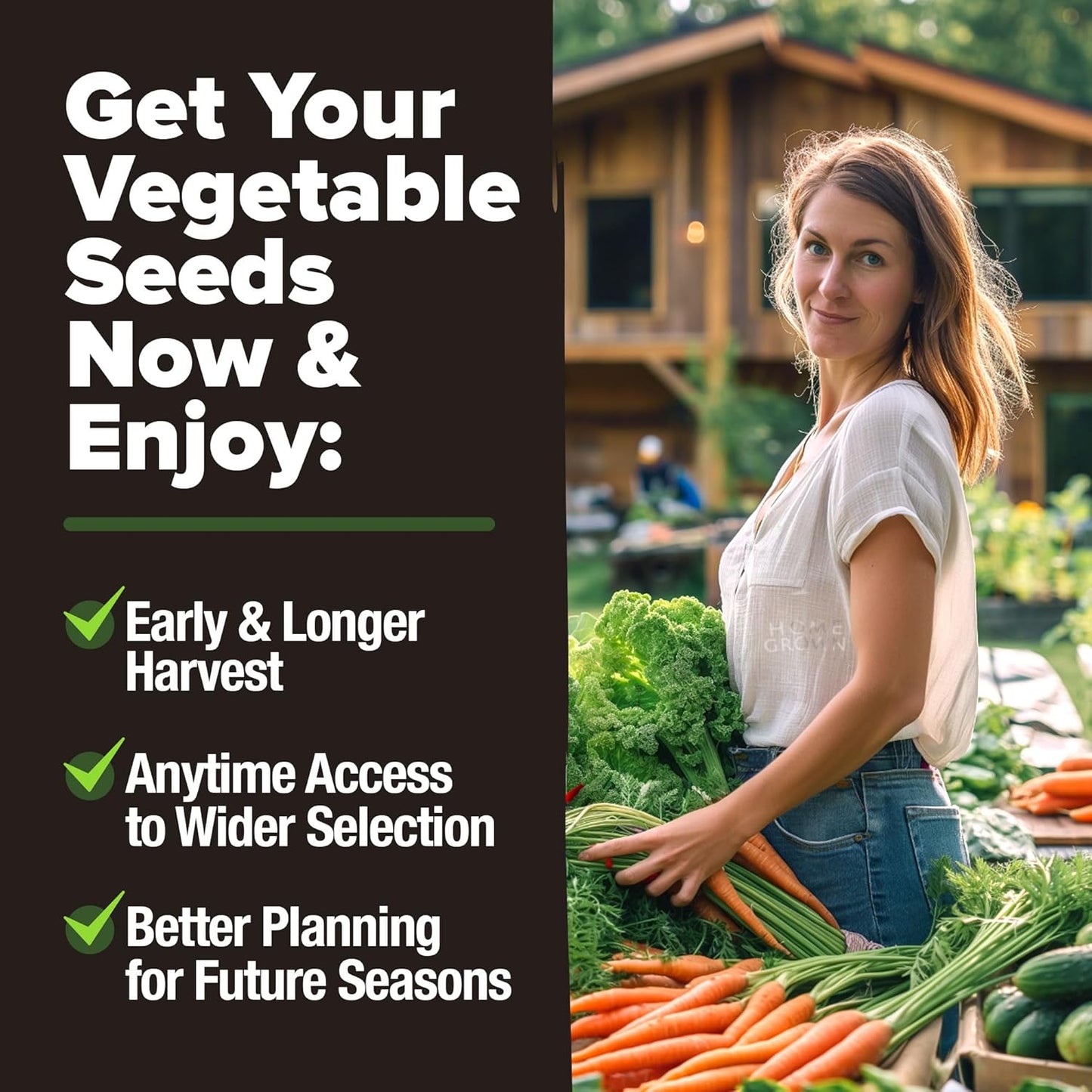 HOME GROWN 𝗨𝗦𝗔 𝗣𝗥𝗘𝗠𝗜𝗨𝗠 25 Heirloom Vegetable Seeds Kit - 12,000+ NON-GMO Seeds for Planting Vegetables, Survival Garden Seed Vault, Tomatoes Carrots Beans Kale Peppers, Indoor Outdoor Garden