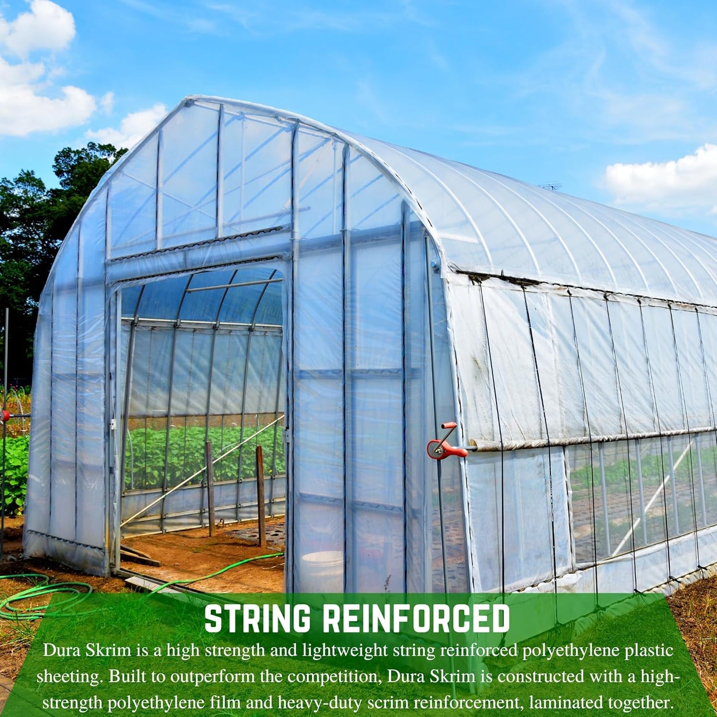 Farm Plastic Supply - String Reinforced 4 Year UV Resistant 10 mil Clear Greenhouse Plastic Sheeting - 4 Year UV Resistant Polyethylene Greenhouse Film, Hoop House Green House Cover (12' x 100')