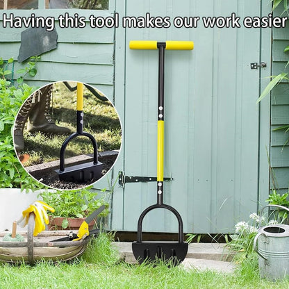 Lawn Edger Tool, Manual Grass Edger, Saw Tooth Garden Edger Hand with Long Handle, Manual Edger, Half Moon Edger for Yard, Garden, Landscaping, Sidewalk, Cable Burying
