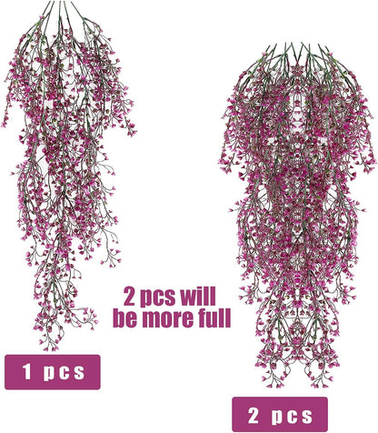 RECUTMS Artificial Hanging Plants Fake Hanging Vines Boston Fern Greenery Hanging Wall Plants for Home Room Garden Wedding Outside Decoration (Fuchsia 4P)