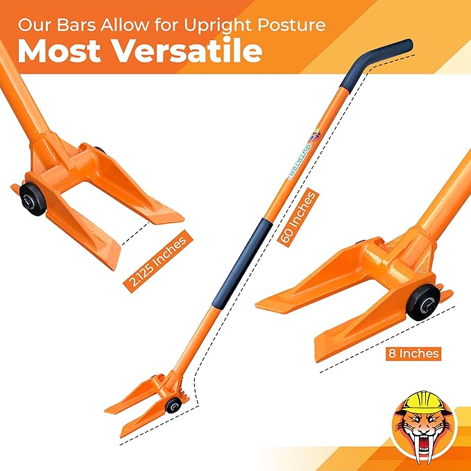 Gutster 60" Round Handle Demolition Bar - Ultimate Flooring/Hardwood Demolition Tool - Long Handle Wrecking Bar for Maximum Leverage - Ergonomic Handle to Apply Pressure Without Wrist Strain