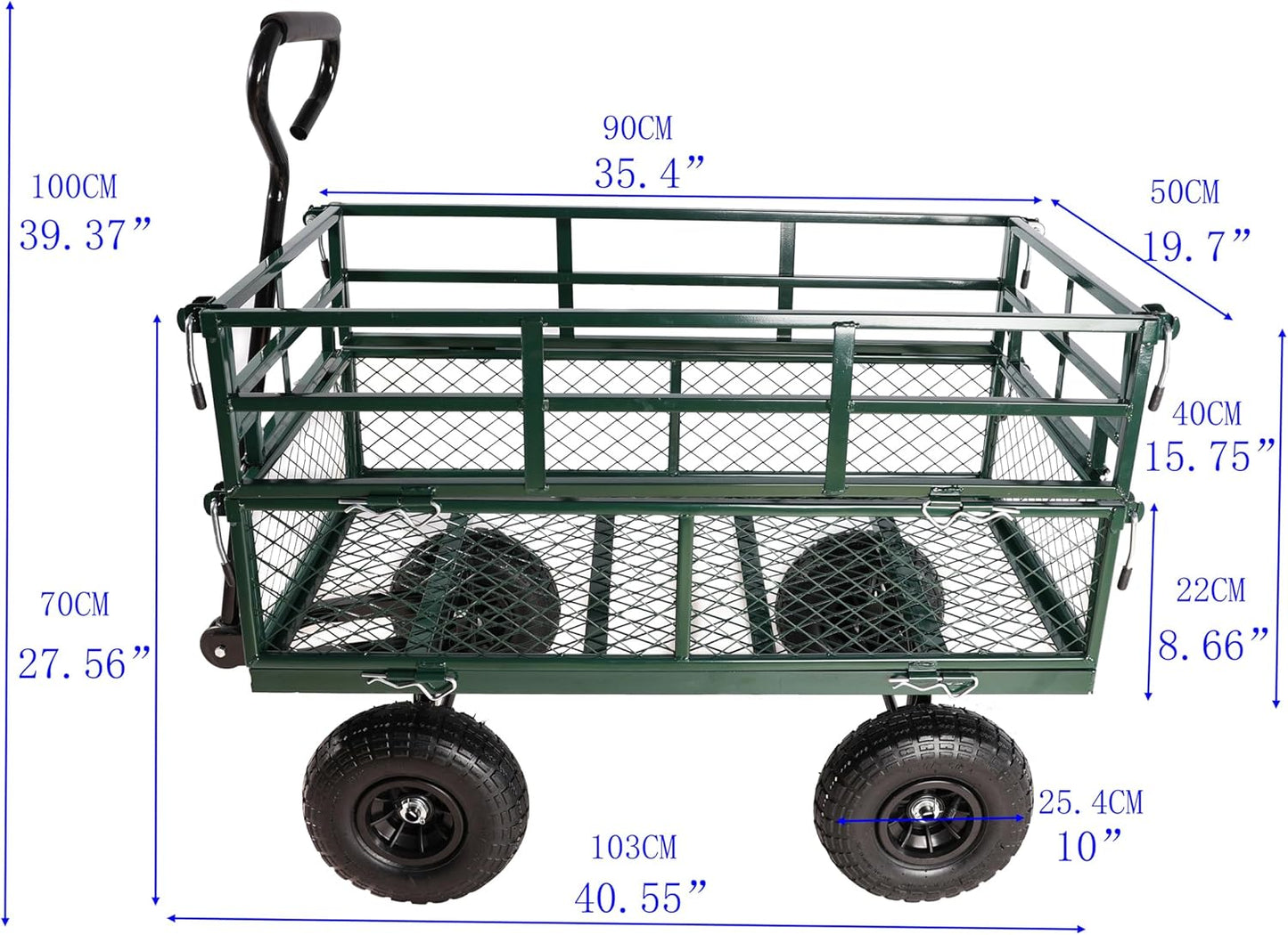 with a Four-Wheeled Trailer with a Double-Deck Detachable Side,The Steel Multifunctional Heavy-Duty net car can be Used in Farms,Warehouses and Other Places.