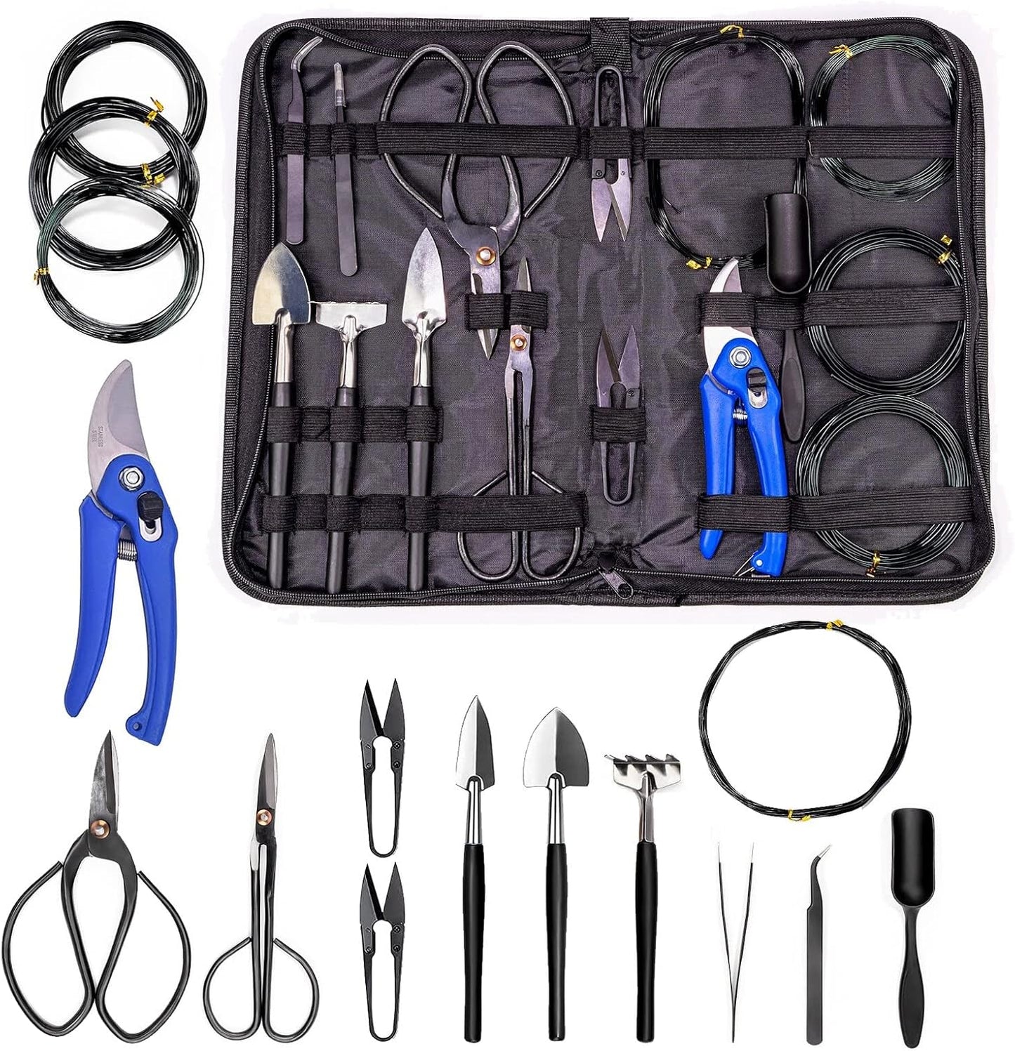GARDENERA 16-Piece Professional Bonsai Tools Set for Precise Trimming and Shaping Trees for Professional and Amateur Gardeners