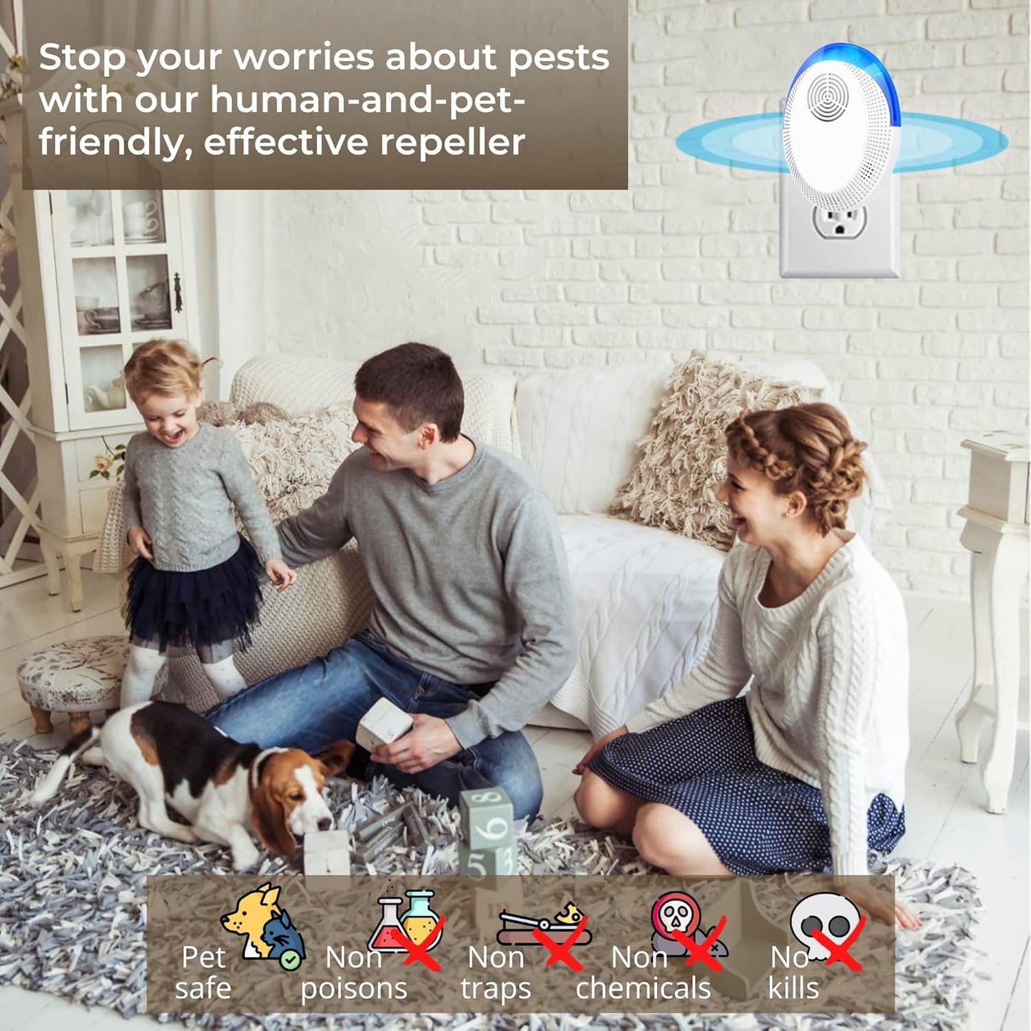MITXPC Ultrasonic Pest Device Repeller Indoor Pest Deterrent Repellent Ultrasonic Plug in, Pest Control for Spiders, Roaches, Insects (6 Pack)