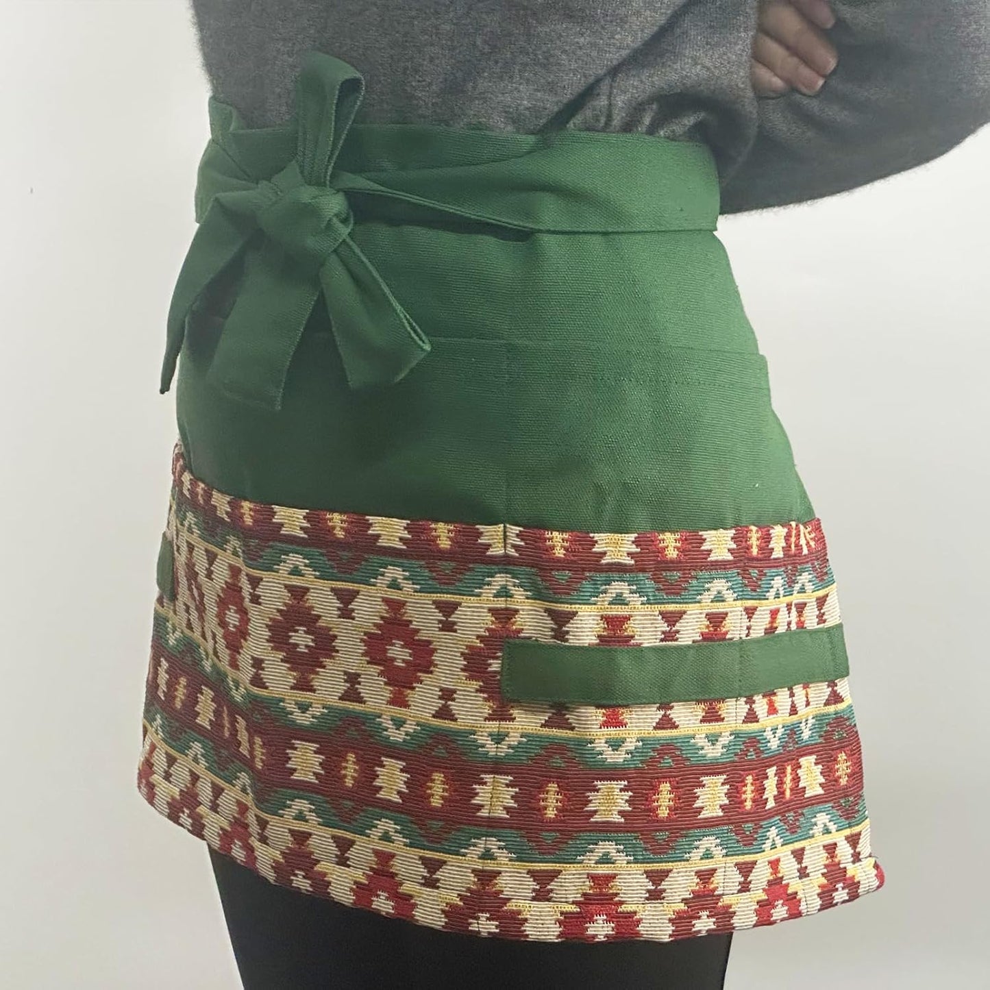 Garden Apron for Woman, Serve Apron Cute, Flora Half Apron with 8 Pockets, Valentines Gift for Mom Wife Girlfriend