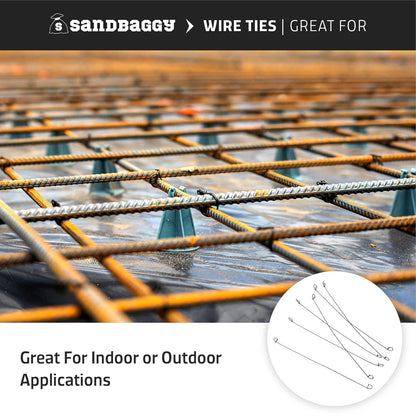 Sandbaggy Double Loop Rebar Wire Bar Ties | 16 Gauge | Made of Industrial Grade Wire | Great for Securing Rebar, Sandbags & More | Extra Long Length (18 Inch Length, Pack of 1000)