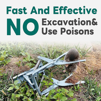 2 Pack Mole Traps,Galvanized Steel Scissor Trap,Reusable Mole Trap Killer,Easy Set Mole Eliminator Trap for Lawns