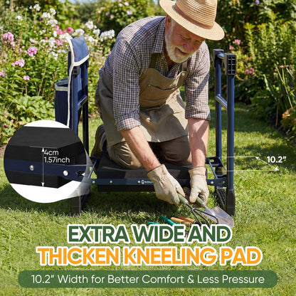 TITIUNCLE Garden Kneeler and Seat, Heavy Duty Foldable w/Soft Kneeling Pad
