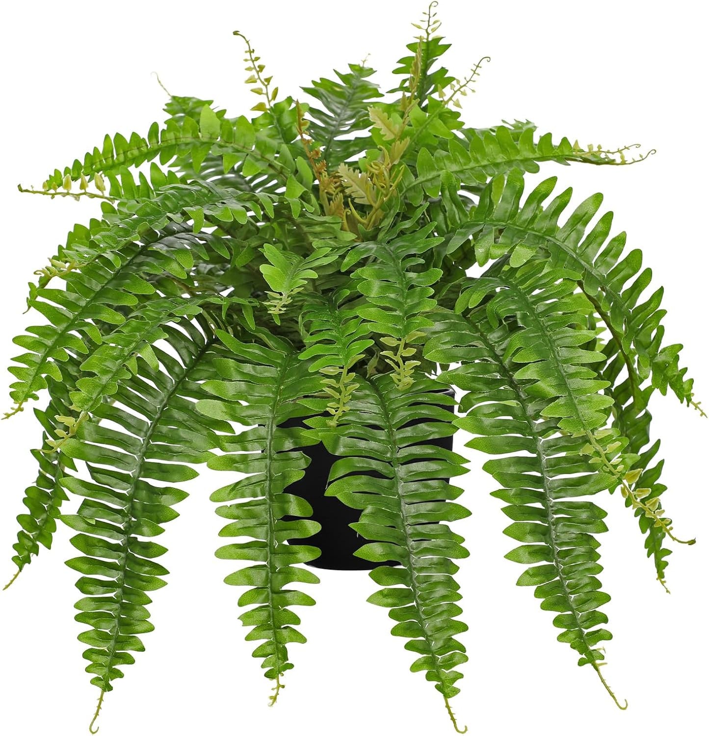 Hollyone Artificial Fern Plants in Pot 25.5" Artificial Boston Fern 31 Leaves for Outdoors & Indoor Faux Potted Plant Fake Ferns Bush Plant for Patio Garden Farmhouse Porch Home Decor Green