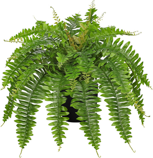 Hollyone Artificial Fern Plants in Pot 25.5" Artificial Boston Fern 31 Leaves for Outdoors & Indoor