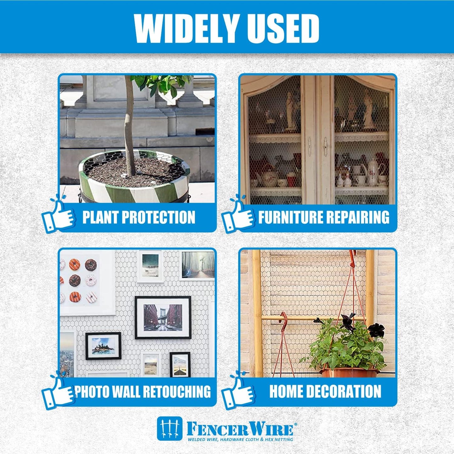 Fencer Wire 20 Gauge Chicken Wire Fence, Galvanized Poultry Hexagonal Netting Crafting, Chicken Coops & Rabbit Rodent Cage, 1-Inch Hex Grid (5 ft. x 150 ft.)