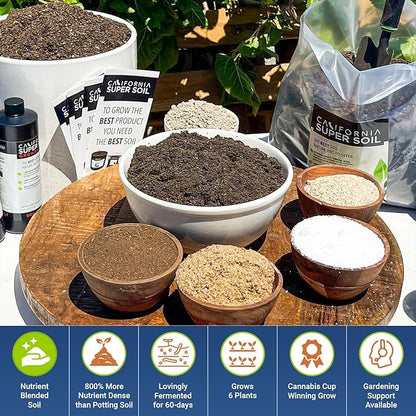 The Bud Grower | | California Super Soil | Premium 100% Nutrient Rich Organic Super Soil | 5 Pack of Hydroponic Nutrients and Grow Supplies | All-in-One Grow Tent Kit's & Supplies