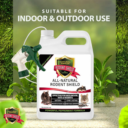 Natural Armor Peppermint Repellent for Mice/Mouse, Rats & Rodents. Natural Spray for Indoor & Outdoor Use Rodent Shield - 128 Fl Oz Gallon Refill
