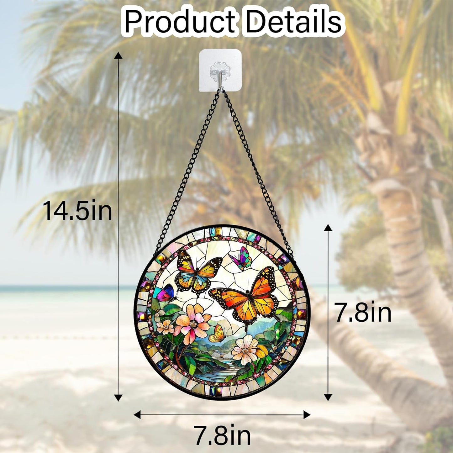Stained Glass Window Hanging, Butterflies Flying in The Sky Suncatcher for Doors Home Sun Catchers Decoration and Christmas, Mother's Day Birthday Gifts for Women, Men, and Mom 7.8 in