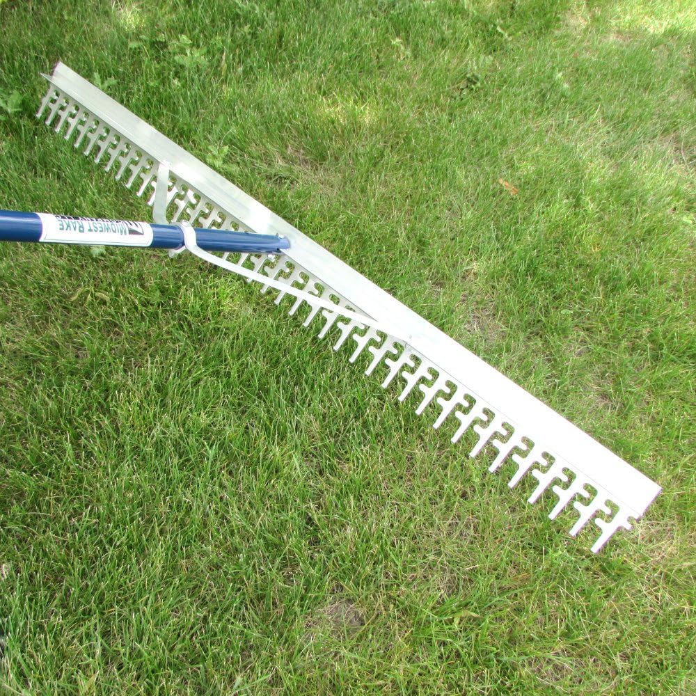 Water Land & Home Super Rake – 4-Ft Wide Heavy Duty Tool with 11-Ft Aluminum Handle – Beach Sand Rake, Lake Weed Cleaner & Landscaping Tool – Powder-Coated Handle, Reinforced Head – Made in USA