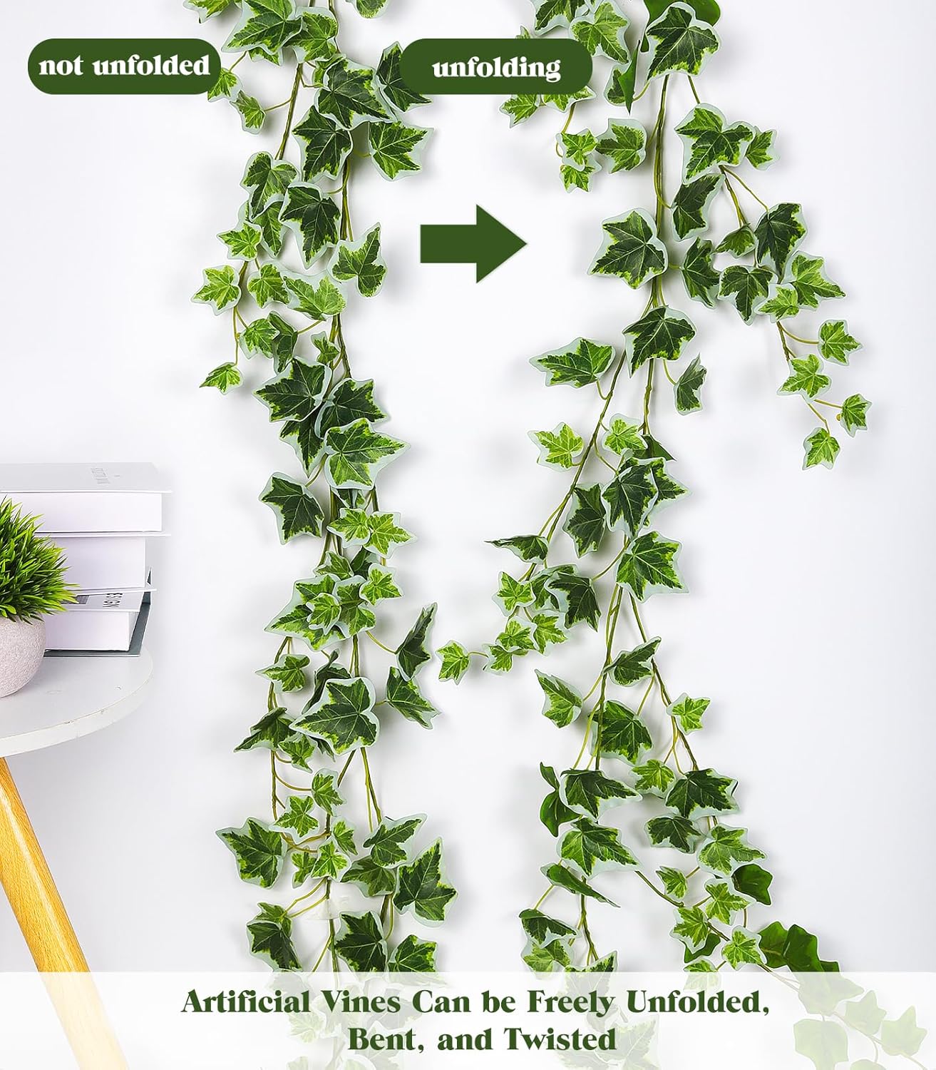 RECUTMS 74.8inch Artificial Ivy Vines 2 Pack Fake Hanging Plants with Leaves UV Resistant Faux Garland Greenery for Bedroom Wall Window Wedding Party Decoration