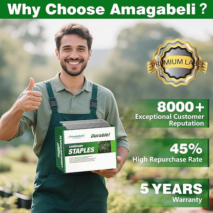 AMAGABELI GARDEN & HOME 6 Inch 50 Pack Galvanized Landscape Staples 11 Gauge Anti-Rust Heavy Duty Garden Staples Plant Cover Stakes U-Shaped Sod Pins Ground Fence Stakes for Weed Barrier Fabric