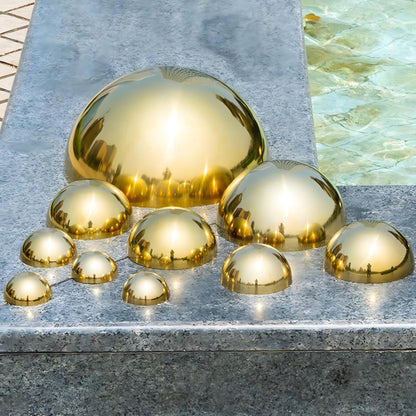 3PCS Decorative Gold Half Gazing Ball, Stainless Steel Mirror Globe, Hollow Polished Reflective Smooth Garden Sphere, Garden Dome Ornament