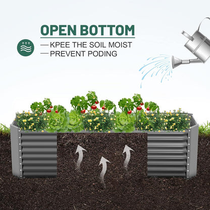 Land Guard 6×3×2 ft Galvanized Raised Garden Bed Kit, Galvanized Planter Raised Garden Boxes Outdoor, Large Metal Raised Garden Beds for Vegetables(Grey)…