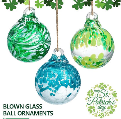 3pcs Hand Blown Glass Gazing Balls Hanging Friendship Ball Decor for Home Garden Patio