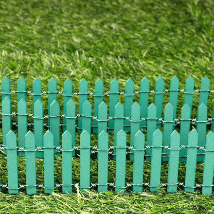 Mini Fairy Garden Fence, 35.5x2 Inch Cuttable Small Wood Picket Fence, DIY Miniature Accessories Decoration for Dollhouse, Crafts, Vegetable Platter, Cake(Dark Green)