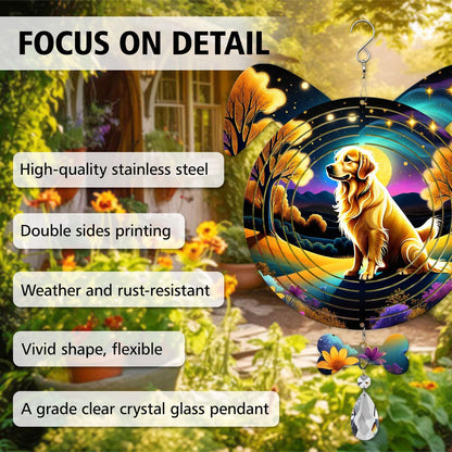 Golden Retriever Dog Ears Wind Spinner, Golden Retriever Wind Spinner Hanging for Yard and Garden
