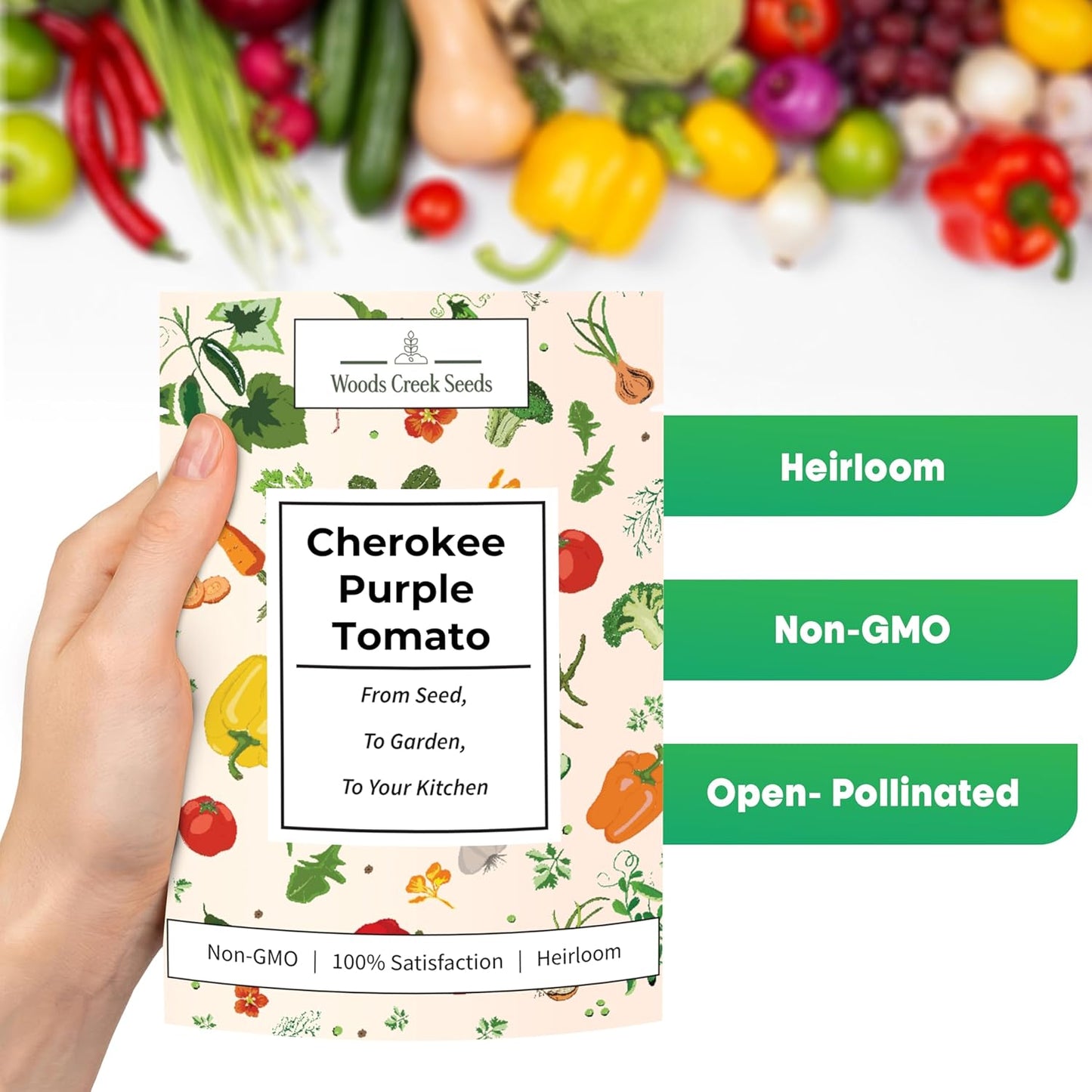 Woods Creek Seeds: Cherokee Purple Tomato Seeds for Planting - Heirloom Tomato Seeds for Planting Outdoors, Indoors, Patio or Home Plant Garden - Non-GMO Seed Pack of Indeterminate Slicing Tomatoes