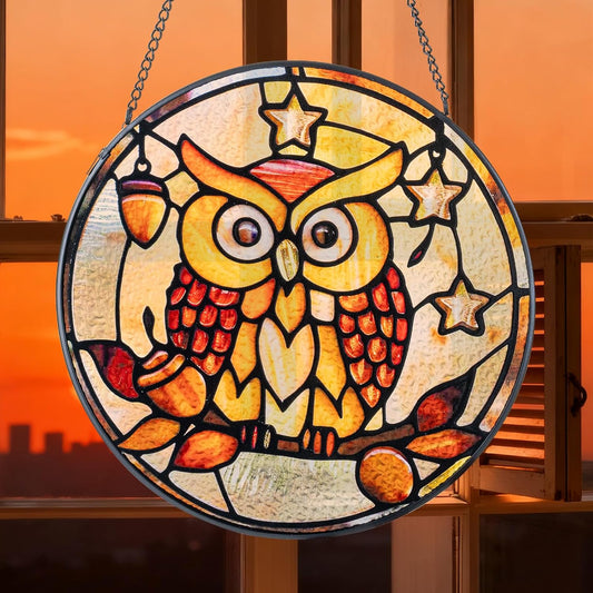 Elfpark Window Hanging Sun Catcher Stained Glass,Christmas Home Decor Suncatchers Indoor & Outdoor