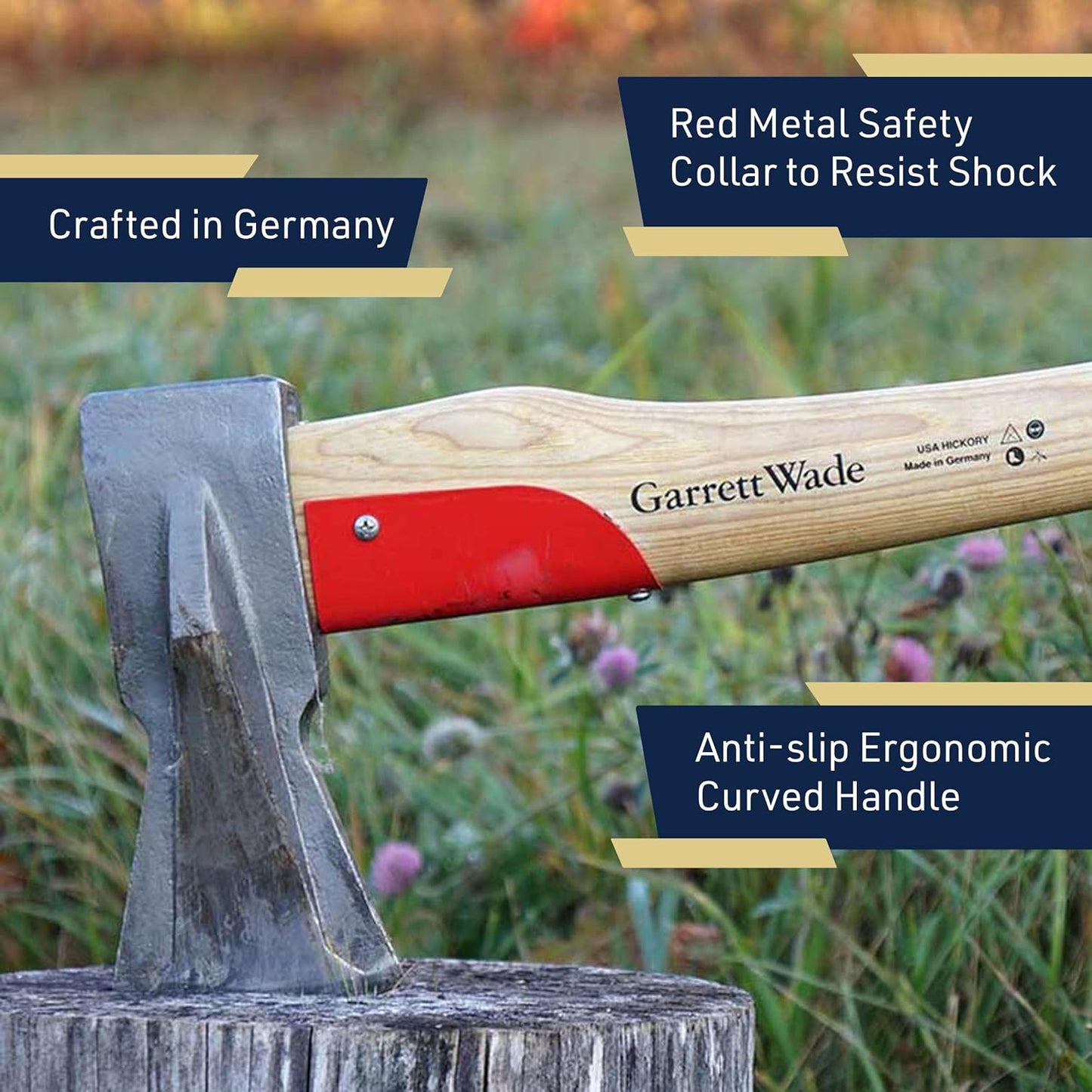 Kings County Tools Professional Splitting Maul | 31" Red Steel Hickory Handle | Prevents Jams in Tight Grains | Made in Germany