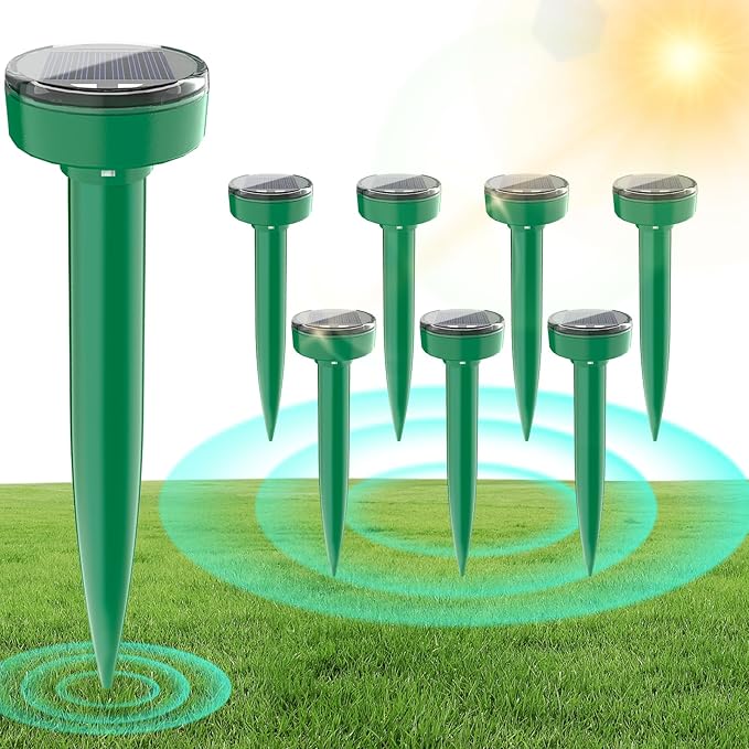Mole Repellent Solar Powered,Gopher Repellents,Ultrasonic Mole Repellent Waterproof Vole Repellent is Suitable for Lawn, Courtyard and Vole Repellent Outdoor for Yard (8)