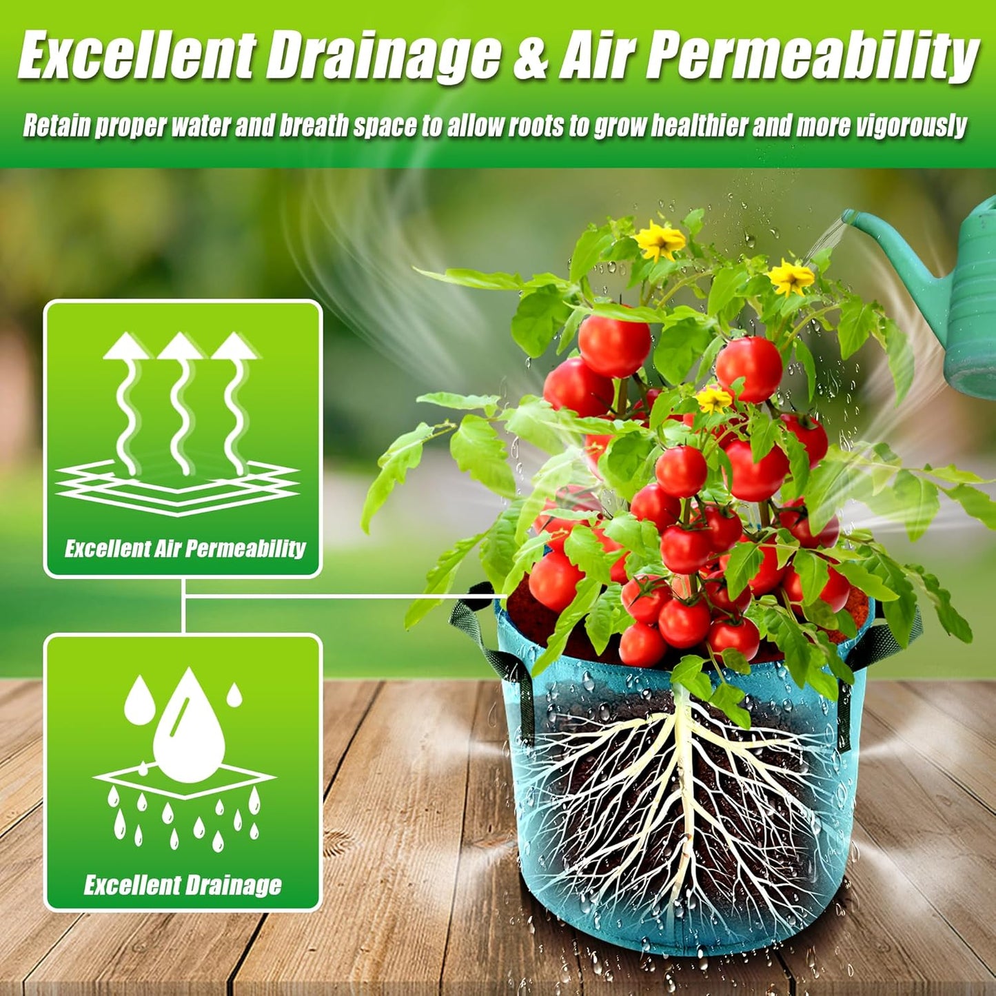 10 Gallon Grow Bags, 7 Pack Colorful Fabric Plant Pots with Handles for Garden and Outdoor Planting
