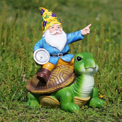 Solar Garden Gnomes Outdoor Garden Decor with Solar LED Light, Yard Graden Gnomes Decorations for Patio Lawn, Gifts for Mom, Gnomes Gifts for Women (Turtle)