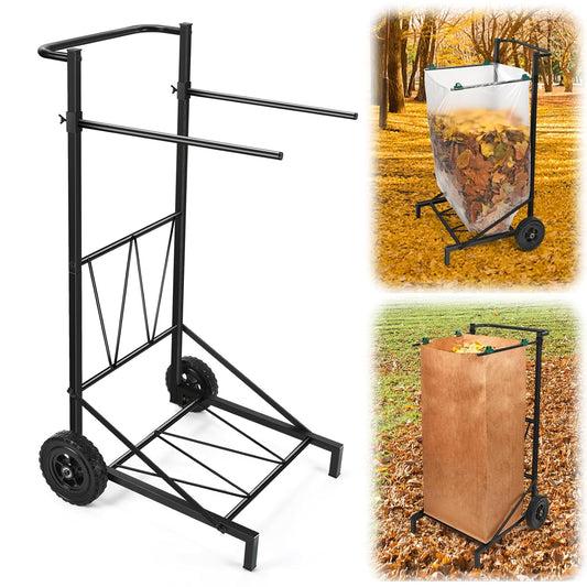 CAROD Trash Bag Holder, Adjustable Metal Leaf Bag Holder from 30-45 Gallon Capacity, Mobile Garbage