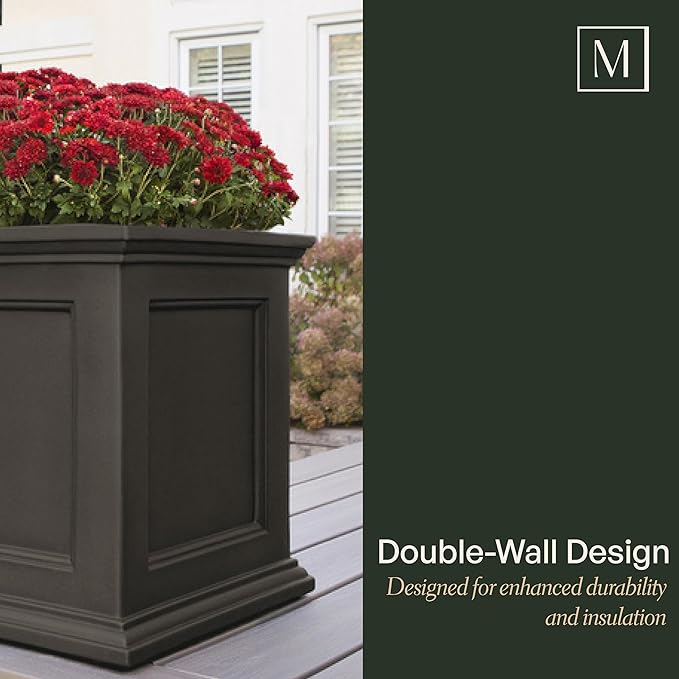 Mayne 5825W Fairfield Patio Planter, White, 20-Inch