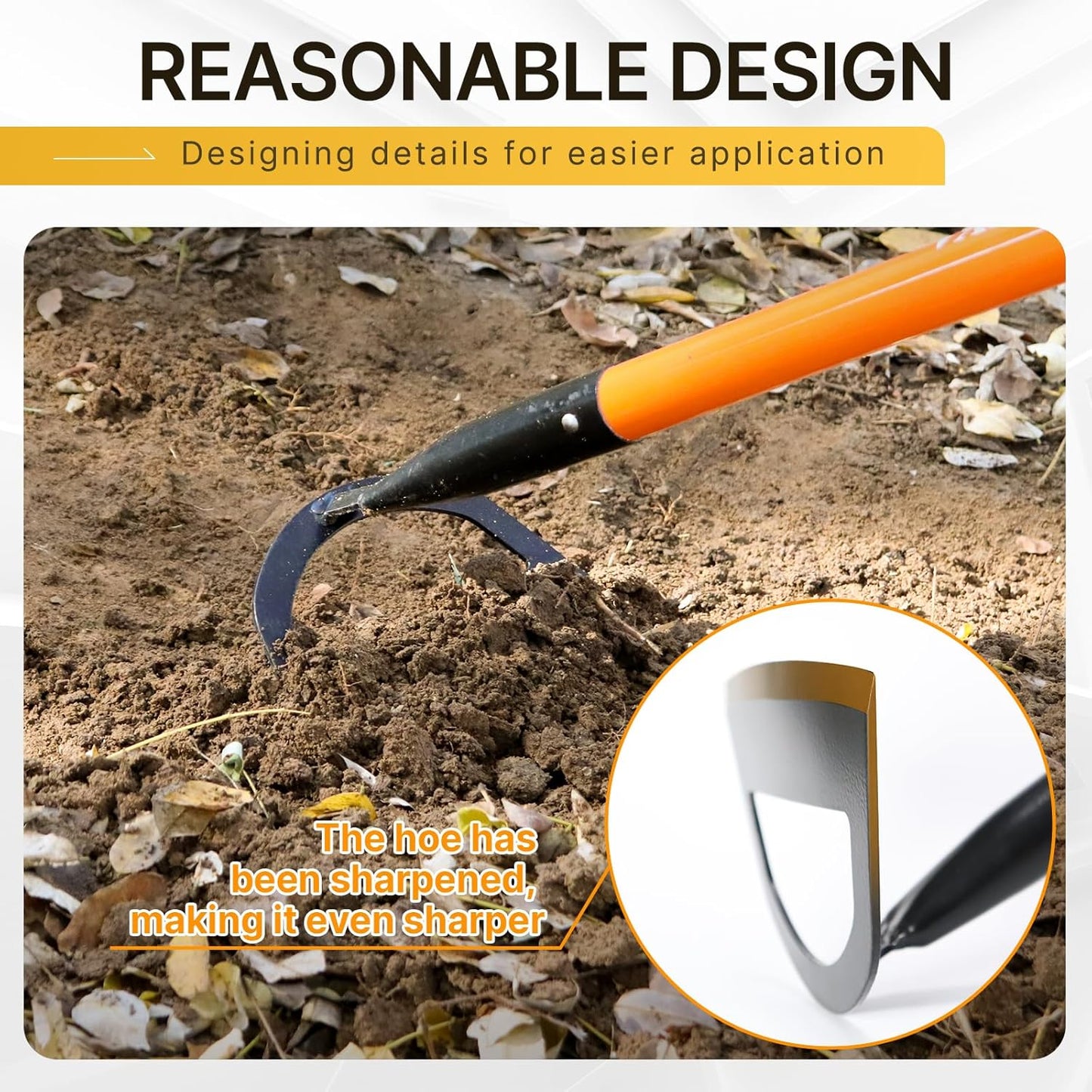 Sharpened Garden Hoe 57 Inch Heavy Duty Weeding Hoe with 8.3 Inch Blade and Fiberglass Handle Pre Sharpened for Effortless Cutting Lawn and Soil Tool