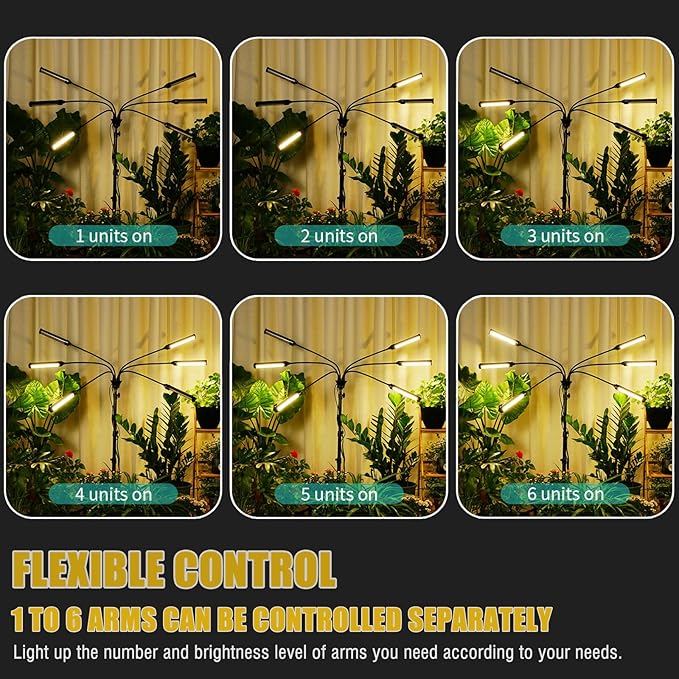 LED Grow Lights for Indoor Plants Full Spectrum, 540 LEDs Plant Lights for Indoor Growing with 58" Adjustable Stand, Plant Grow Lights with Auto 3/6/9/12/15/18H Timer for Indoor Tall Plants.