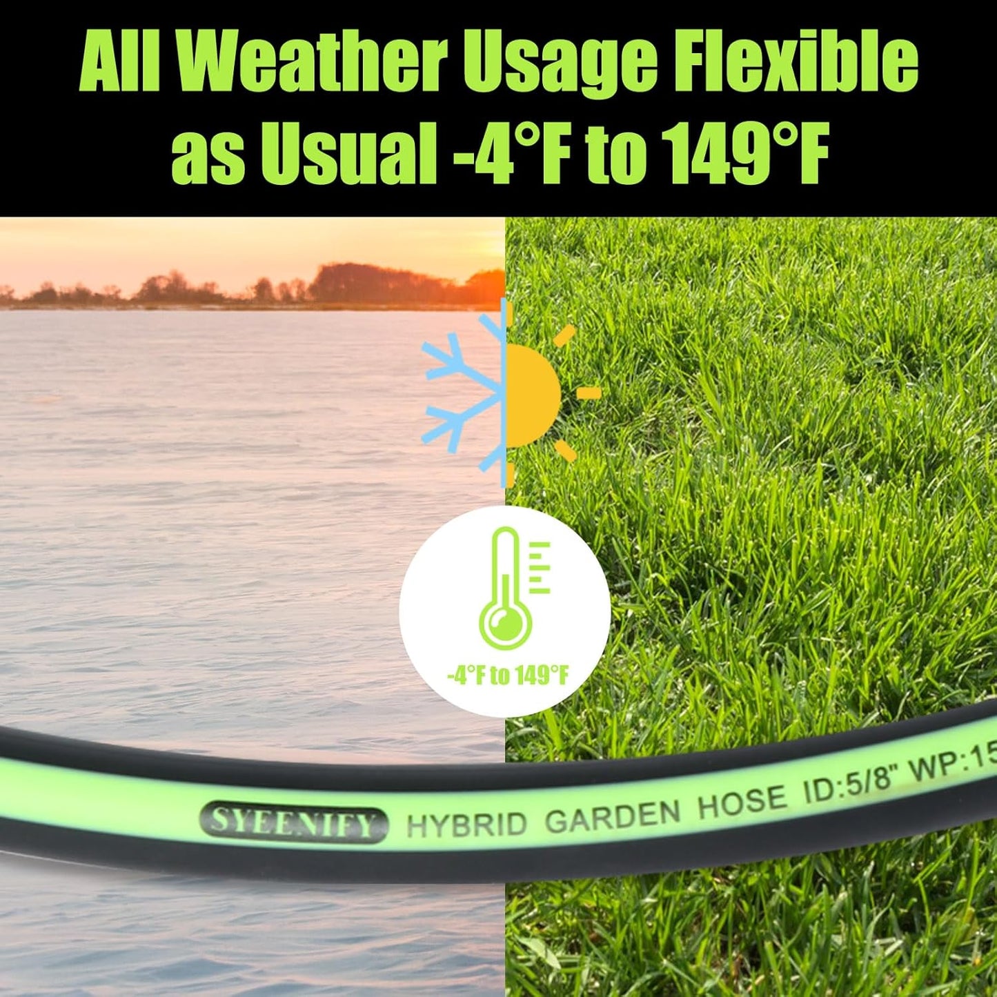 SYEENIFY Short Garden Hose 5/8 in. x 4 ft Lead-in Water Hose Male/Female Heavy Duty Hybrid Water Hose No Kink and Flexible Rubber Hose for Dehumidifier,Vehicle Water Filter and Camp Water Tank