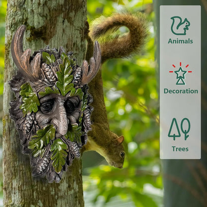 Tree Face Sculpture, Funny Horned Old Man Tree Hugger Statue, Indoor & Outdoor Creative Props for Garden and Home,8.27" x 5.12" x 2.4"
