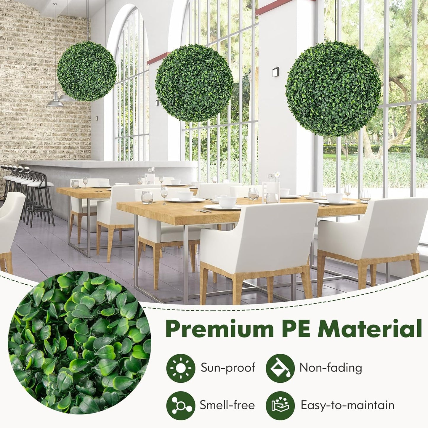 Goplus 2 PCS 16 Inch Artificial Plant Topiary Ball, Round Faux Boxwood Balls Outdoor, Fake Plant Sphere for Front Door, Porch, Backyard, Balcony, Patio, Garden, Wedding and Home Décor