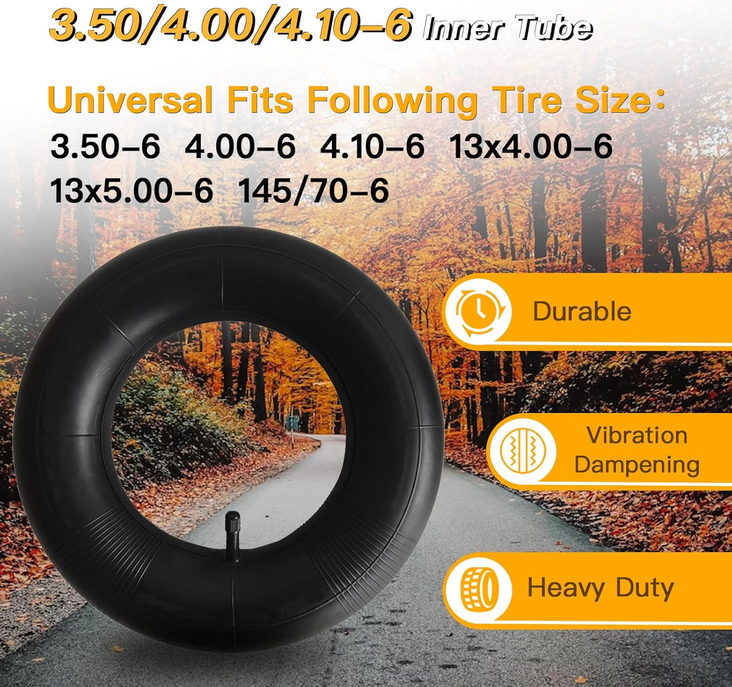 2-Pcs 4.10/3.50-6 Inner Tube 4.00/3.50-6 13 x 4.00-6 Heavy Duty 3.50-6 4.00-6 4.10-6 Replacement Inner Tube for Wheelbarrows, Mowers, Hand Trucks and More