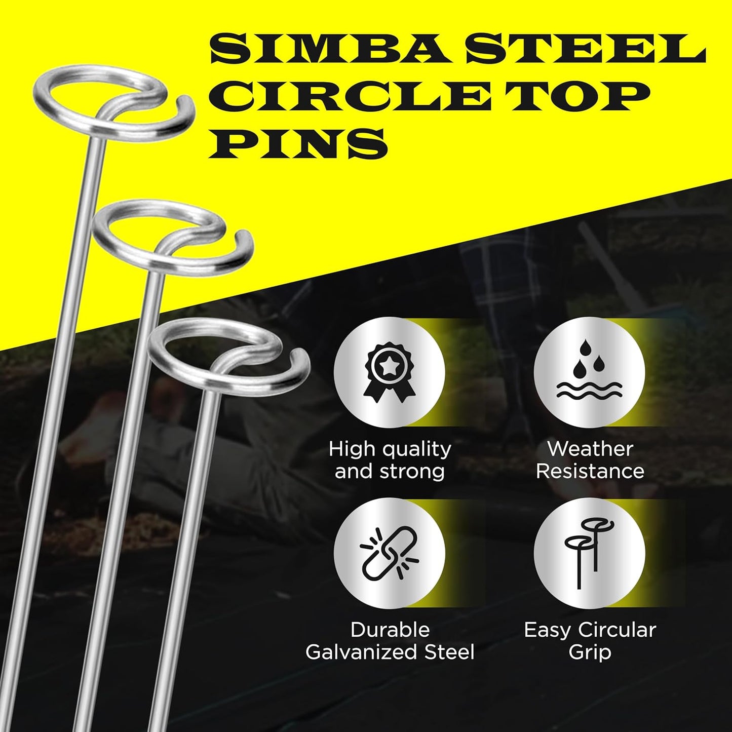 8 Gauge Circle Top Lanscape Pins - 25 Pack x 6 Inch Galvanised, Heavy Duty, Not Easy to Bend, Garden Stakes for Tarps, Lawn Turf, Weed Mats, More Holding Power (25 Pins)