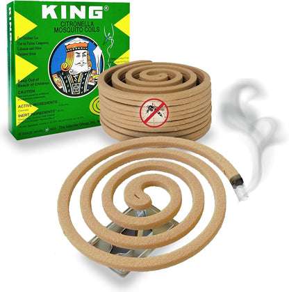 KING Mosquito Coils – Hawaii’s Most Trusted Citronella Protection – Each Coil's Scent Lasts up to 8 Hours (10 Coils)