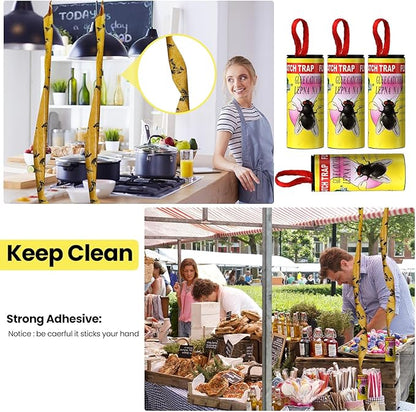 Qualirey 160 Pack Fly Strips Sticky Fly Trap Indoor Outdoor Hanging Fly Ribbon Tape Paper Flying Insect Trap Gnat Killer Traps for Fruit Flies, Bug, Insect, Pest (Yellow)