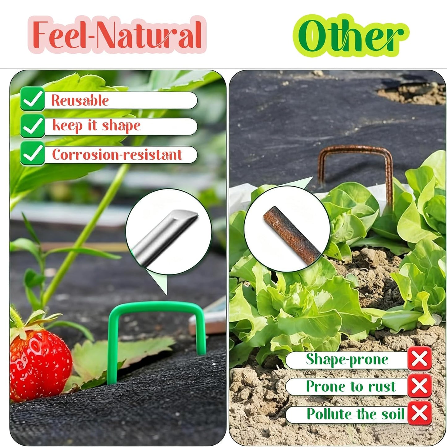 Feel Natural 10Pcs"9.25x9.45"Chicken Wire Cloches Plant Cover,Plant Cage,Plant Protectors from Animals,Plant Covers from Animals,with 30Pcs Landscape Staples&20Pcs Garden Plant Label.