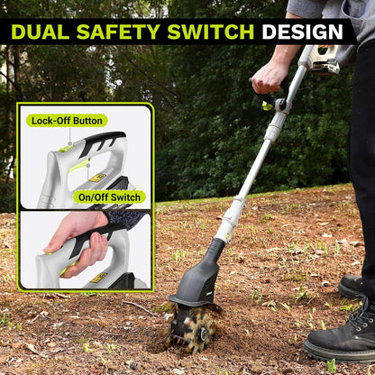 Cordless Electric Garden Tiller: DEKOPRO Power Cultivator for Effortless Soil Cultivation in Flower Beds, Vegetable Gardens, Lawns-Lightweight Lawn Yard Garden Tiller for Women & Seniors