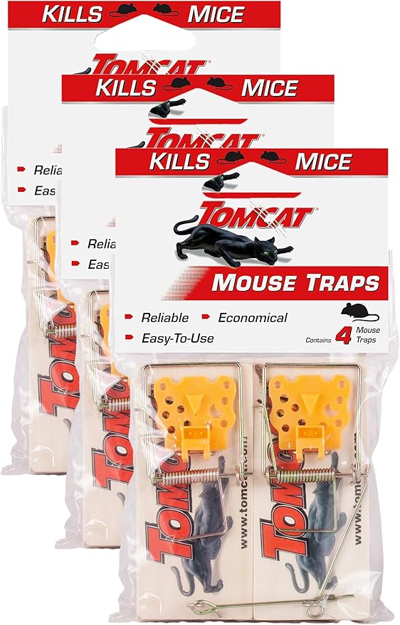 Tomcat Mouse Traps (Wooden), 4 Traps (Pack of 3)