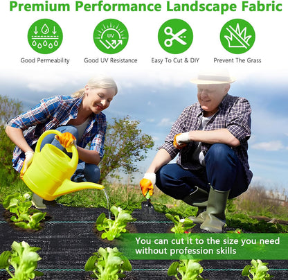 4FT x 300FT Weed Barrier Landscape Fabric Heavy Duty, Thicken Garden Fabric Weed Mats, Weed Control Garden Cloth, Woven Geotextile Fabric for Garden Beds, Underlayment, Commercial Driveway