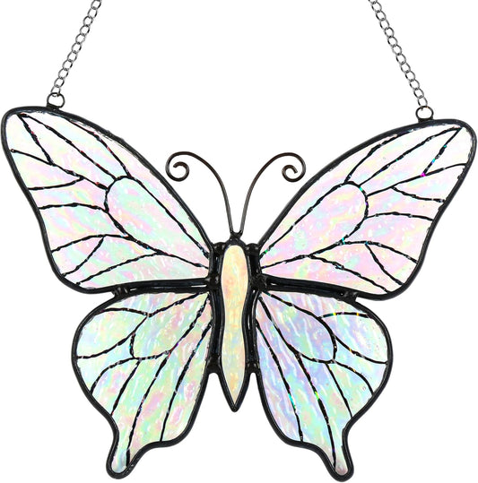 Butterfly Suncatcher Stained Glass Window Hanging, Handmade Butterfly Gift Decor for Mom, Women